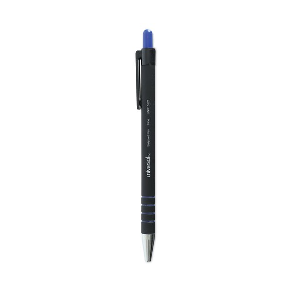 Universal One Comfort Grip Retrctble Pen, Blu, Fine, PK12 UNV15521